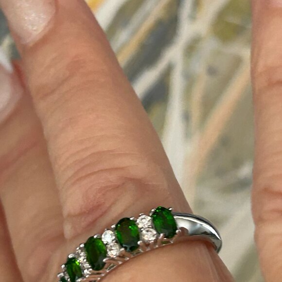 Russian Diopside and Zircon Sterling Silver Ring SZ 9 - Picture 4 of 4